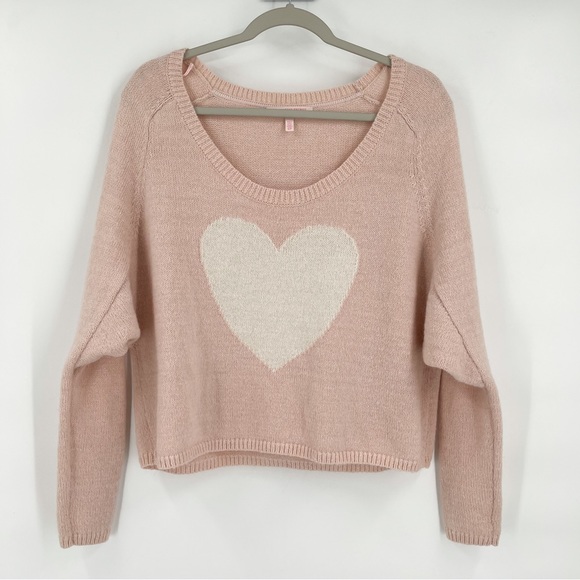 Victoria's Secret Sweaters - Victoria’s Secret Acrylic Wool Blend Pink Heart Long Sleeve Sweater Womens Small